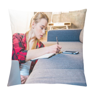 Personality  Girl Making Notes  Pillow Covers