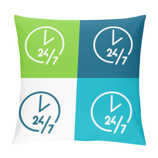 Personality  24 Hours Flat Four Color Minimal Icon Set Pillow Covers
