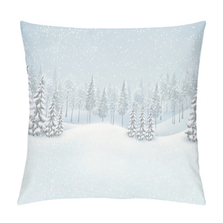 Personality  Christmas Winter Landscape Background. Vector. Pillow Covers