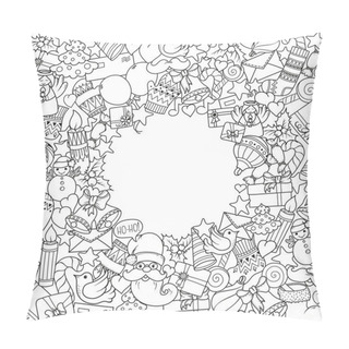 Personality  Merry Christmas Set Of Xmas Monochrome Pattern And Text Templates. Holiday Greeting Cards, Coloring Book Page. Pillow Covers