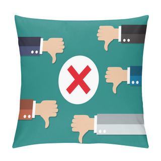 Personality  Cartoon Businessmans Hands Hold Thumbs Down. Pillow Covers