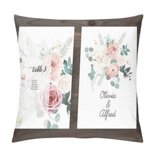 Personality  Silver Sage Green And Blush Pink Flowers Vector Design Frames Pillow Covers