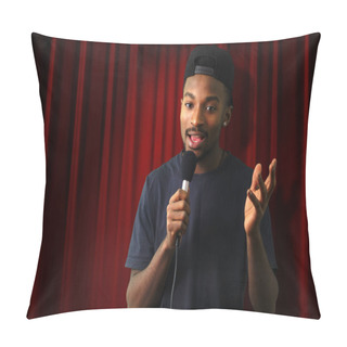 Personality  Young Singer Vocalist On Stage Live Show Red Curtain Pillow Covers