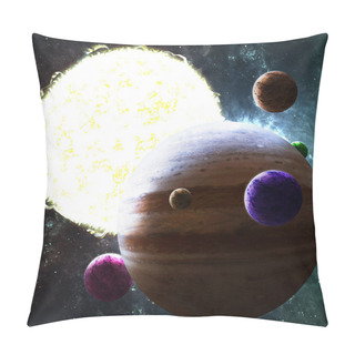 Personality  Sun Like Star With Planets In Deep Space Pillow Covers