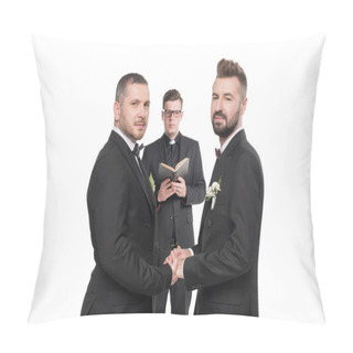Personality  Homosexual Couple At Wedding Ceremony Pillow Covers
