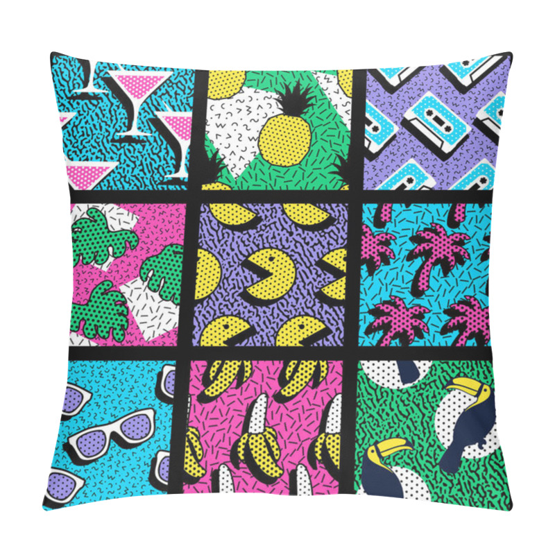 Personality  Set of vibrant 80's patterns pillow covers