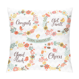 Personality  Floral Wreaths In  Bright Colors Pillow Covers