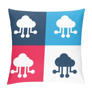 Personality  Big Data Blue And Red Four Color Minimal Icon Set Pillow Covers