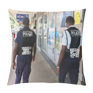 Personality  Fijian Police Officers Patrolling In The Main Street Pillow Covers