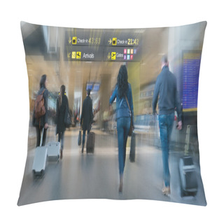 Personality  Airline Passengers Inside An Airport. Pillow Covers