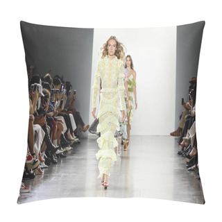 Personality  New York, NY, USA - September 7, 2018: Models Walk Runway To Present Vivienne Hu Spring/Summer 2019 Collection During NY Fashion Week At Spring Studios, Manhattan Pillow Covers