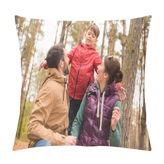 Personality  Happy Family In Autumn Forest Pillow Covers