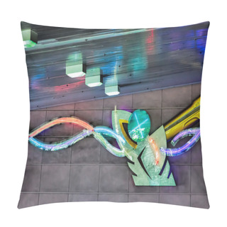 Personality  Man Shaped Neon Light In An Underground Car Park Pillow Covers