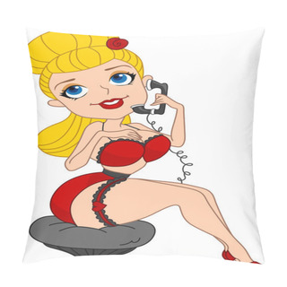 Personality  Girl Making A Call Pillow Covers