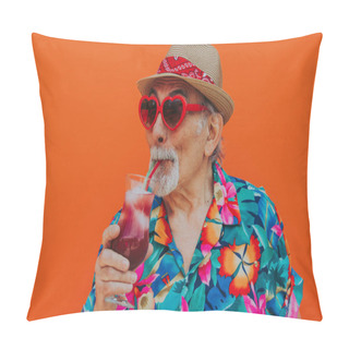 Personality  Grandfather Portraits On Colored Backgrounds Pillow Covers