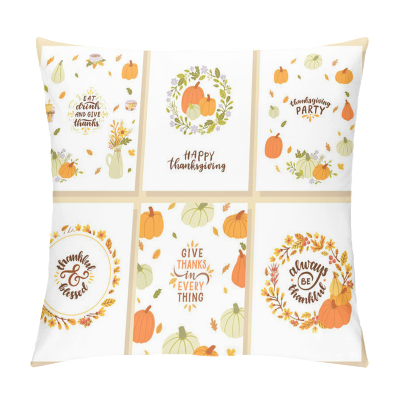 Personality  Set of happy thanksgiving cards.  pillow covers