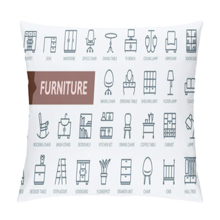 Personality  Furniture - Minimal Thin Line Web Icon Set. Outline Icons Collection. Simple Vector Illustration. Pillow Covers