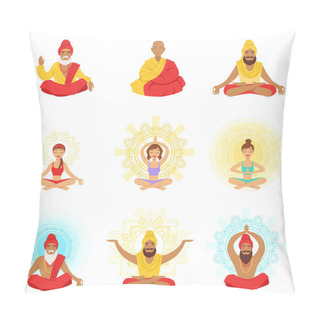 Personality  Yogis And Sages, People In The Lotus Position, Expansion Of Consciousness And Meditation Pillow Covers