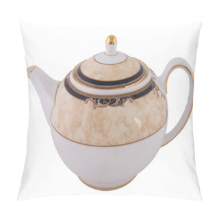Personality  Ceramic White Kettle With Floral Print On A White Background Pillow Covers