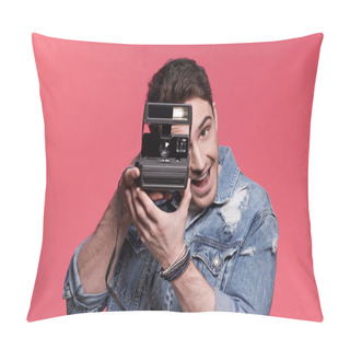 Personality  Casual Man Using Vintage Camera Pillow Covers