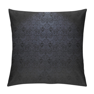 Personality  Royal, Vintage, Gothic Horizontal Background In Black With A Classic Baroque Pattern, Rococo.With Dimming At The Edges. Vector Illustration EPS 10 Pillow Covers