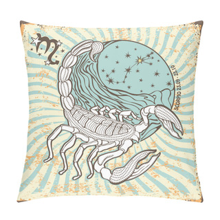 Personality  Scorpio Zodiac Sign.Vintage Horoscope Card Pillow Covers