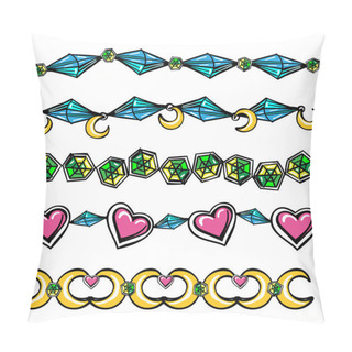 Personality  Borders With Moon Hearts And Diamonds Pillow Covers