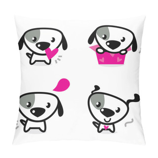 Personality  Cute Valentine Dogs Set Isolated On White Pillow Covers