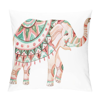 Personality  Indian Elephant Watercolor Illustration Pillow Covers