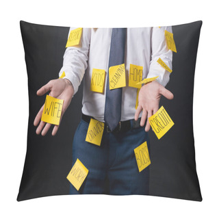 Personality  Stressed Businessman With Sticky Notes Pillow Covers