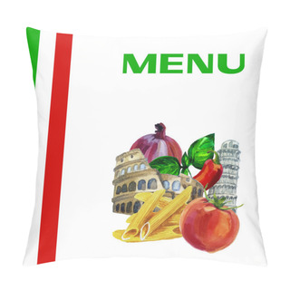 Personality  Italian Cuisine Menu Design Background Pillow Covers
