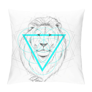 Personality  Hand Drawn Lion Head. Hand Made Pillow Covers
