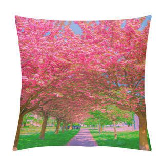 Personality  Fashion Aesthetics Wallpaper Design.  Cherry Blossom Tree. Pink Spring Vibes Pillow Covers