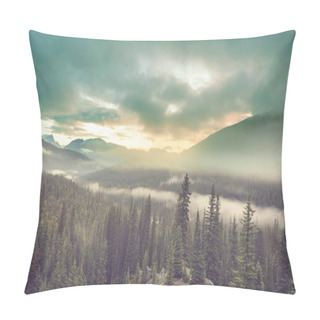 Personality  Beautiful Morning Scene In The Mountains. Fog At Sunrise. Pillow Covers