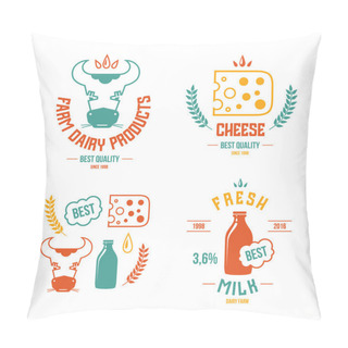 Personality  Farm Dairy Products Emblems And Icons Pillow Covers