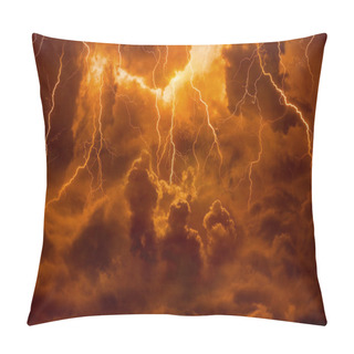 Personality  Hell Realm, Bright Lightnings In Apocalyptic Sky, Judgement Day, Pillow Covers