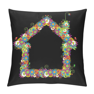 Personality  Floral House Shape. Pillow Covers