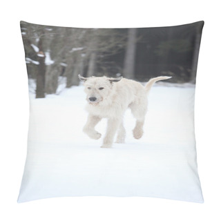 Personality  Amazing Irish Wolfhound Running In Winter Pillow Covers