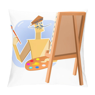 Personality  Illustration Of A Paper Man Painting Pillow Covers