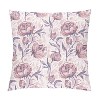 Personality  Roses. Hand Drawn Watercolor Floral Pattern. Pillow Covers