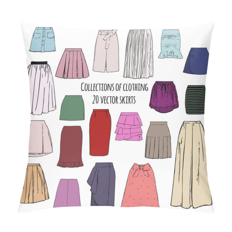 Personality  Collections Of Clothing, Twenty Colorful Vector Different Styles Of Skirts Pillow Covers