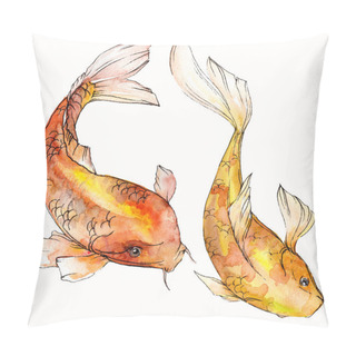 Personality  Watercolor Aquatic Underwater Colorful Tropical Fish Set. Red Sea And Exotic Fishes Inside: Goldfish Isolated. Pillow Covers