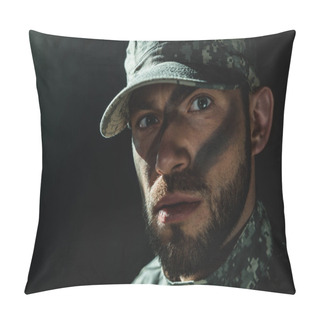 Personality  Soldier With Camouflage On Face Pillow Covers