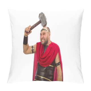Personality  Gladiator With Hammer Isolated On White Pillow Covers