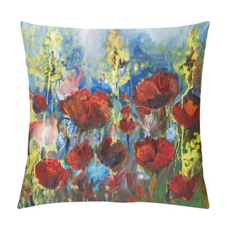 Personality  Oil Painting Picture Of Red Spring Poppy Pillow Covers