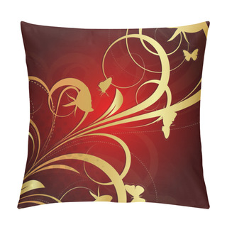 Personality  Golden Ornate Flora Background Pillow Covers