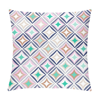 Personality  Seamless Playful Creative Pattern. Stylish Dots Doodle Rhombus Colorful Background Pillow Covers