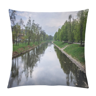 Personality  View On The Olsa River, Separating Cesky Tesin Town In Czech Repblic And Cieszyn Town In Poland Pillow Covers