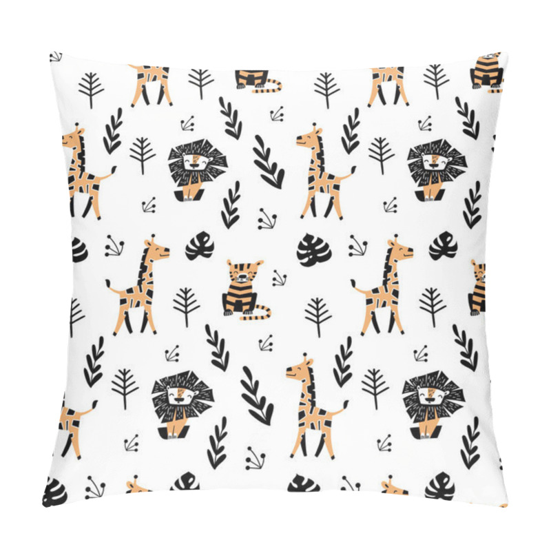 Personality  Seamless pattern with cute cartoon animals pillow covers