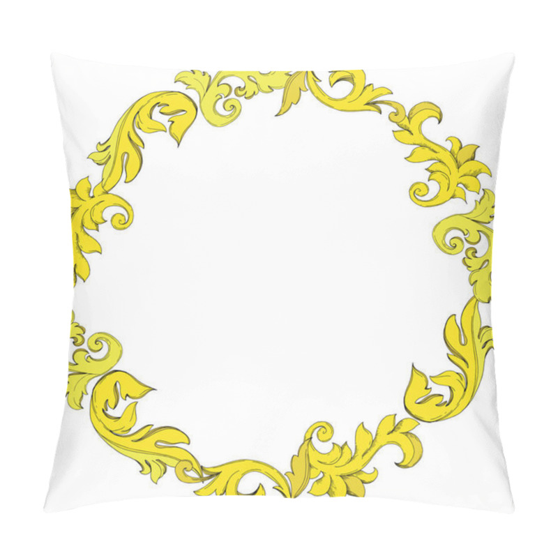 Personality  Vector Golden monogram floral ornament. Black and white engraved ink art. Frame border ornament square. pillow covers